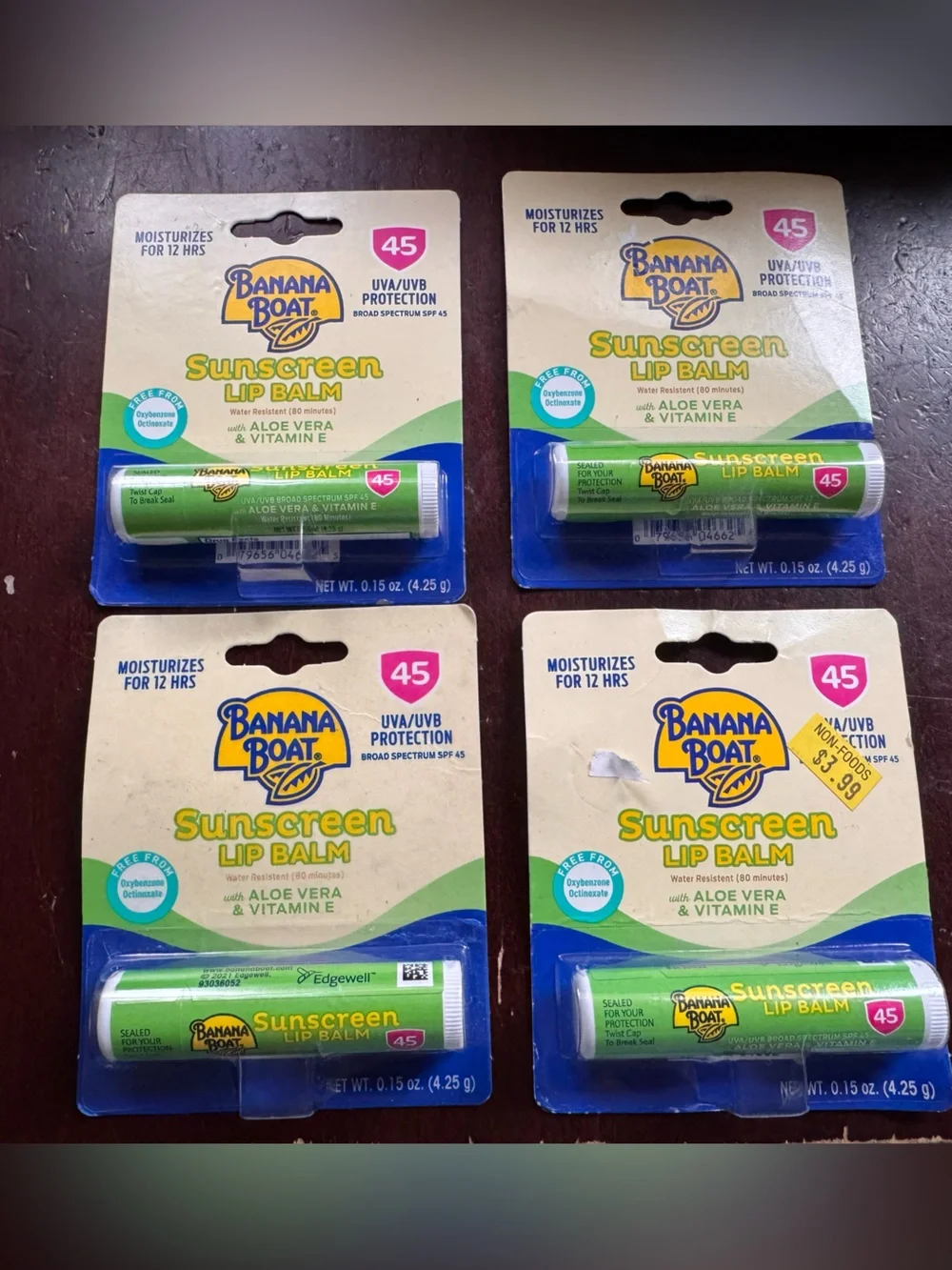 Banana Boat SPF 45 Green Sunscreen Lip Balm - Moisturizing UVA/UVB Protection
